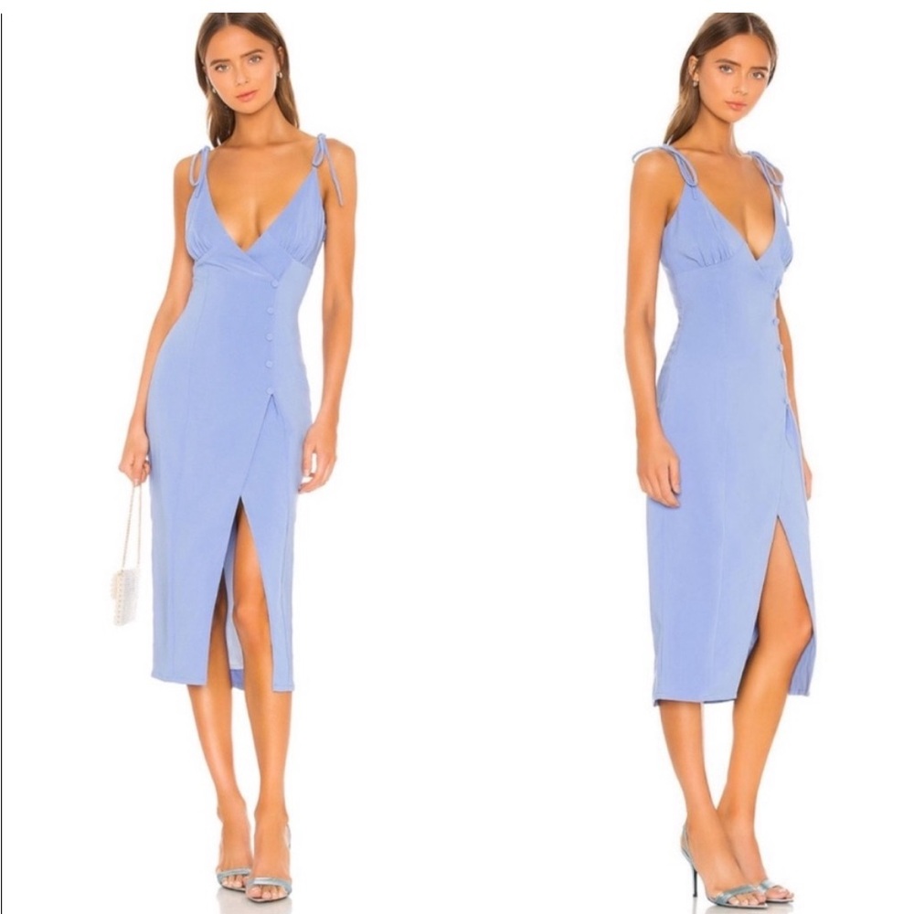Revolve Camila Coelho Periwinkle Blue Midi Cocktail Dress Small Medium - Picture 4 of 6